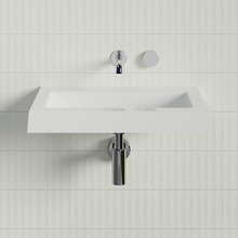 Essential Accessible 600mm Gloss White Rectangular Composite Wall Hung Basin